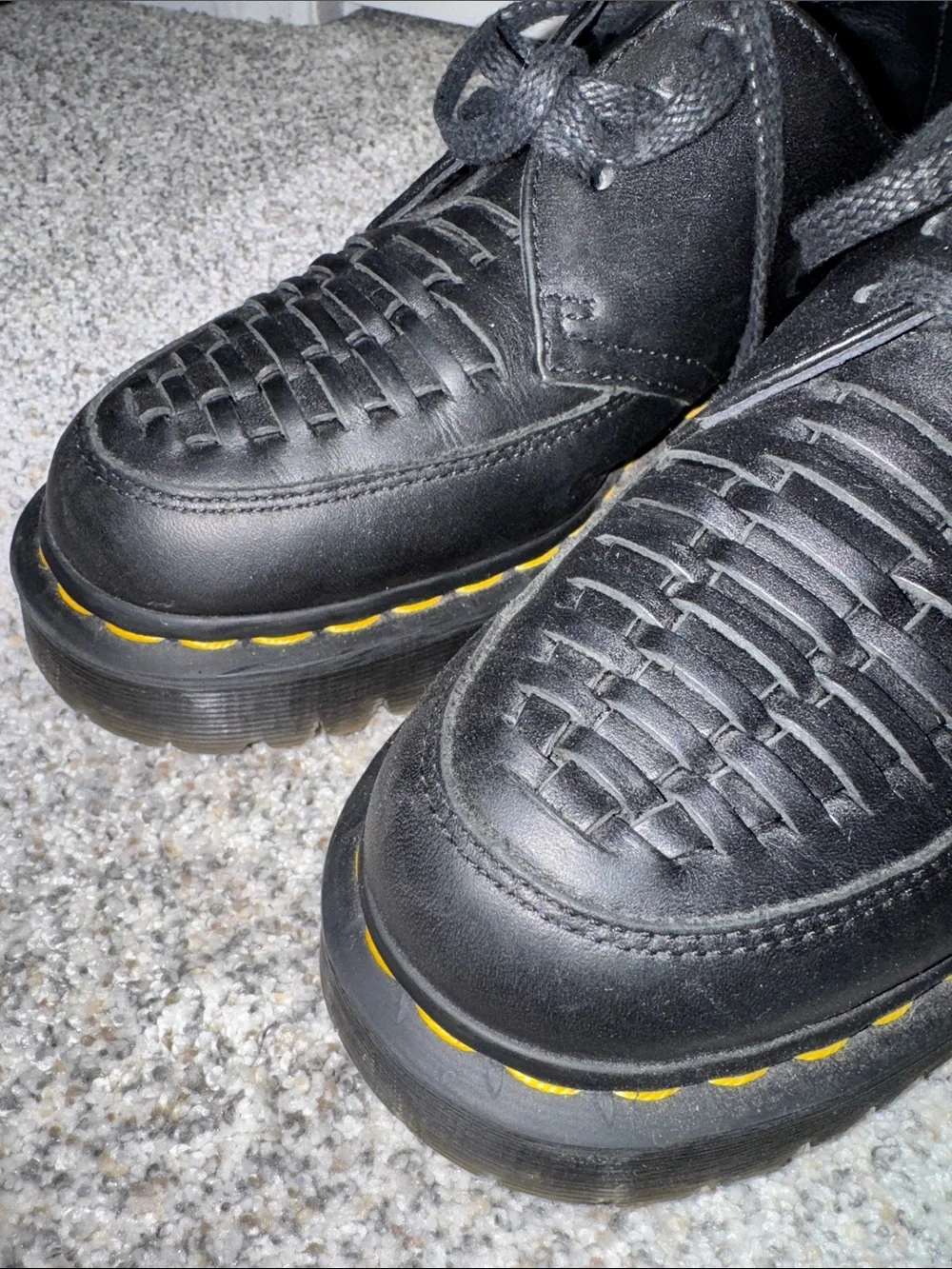 Dr. Martens Black Woven Lace-Up Platform Shoes